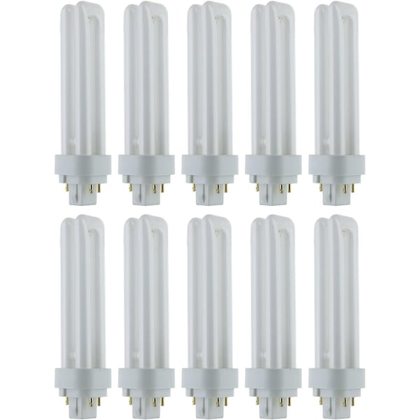 Sunlite PLD18/E/SP35K 3500K Fluorescent 18W PLD Double U-Shaped Twin Tube CFL Bulbs w/4-Pin G24q-2, 10PK 40546-SU - main